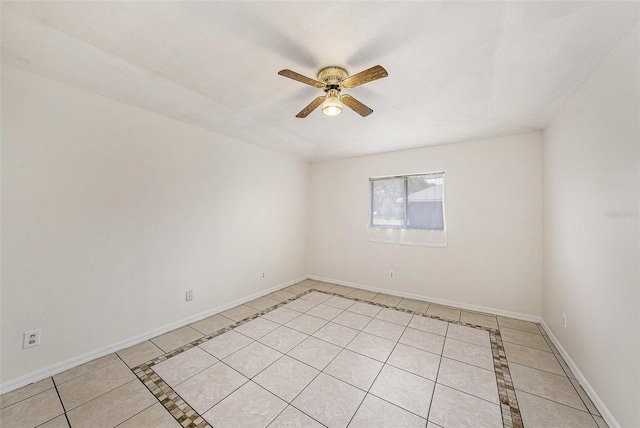 31645 Bugle Ln, Wesley Chapel, FL 33543 - empty room with light tile patterned floors, ceiling fan, and inlaid floor details