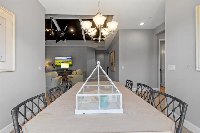 340 Sapphire Lake Dr Unit 202, Bradenton, FL 34209 - dining space featuring a chandelier, baseboards, and recessed lighting