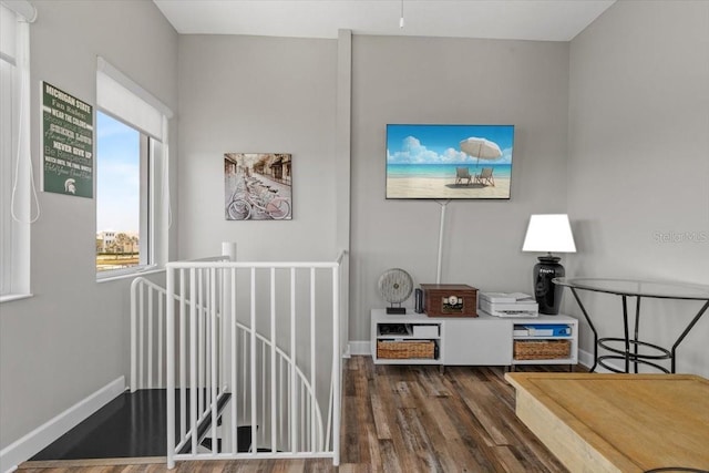 340 Sapphire Lake Dr Unit 202, Bradenton, FL 34209 - sitting room with an upstairs landing, wood finished floors, and baseboards