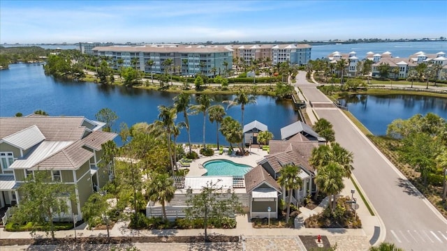 340 Sapphire Lake Dr Unit 202, Bradenton, FL 34209 - drone / aerial view of a large body of water and a pool