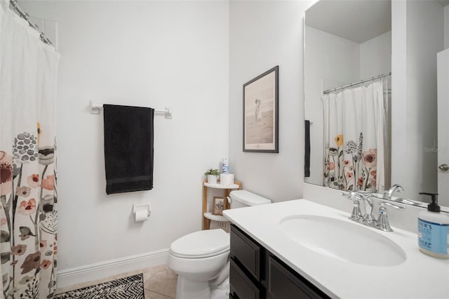 11550 Lake Lucaya Dr, Riverview, FL 33579 - bathroom with tile patterned flooring, toilet, vanity, and a shower with curtain