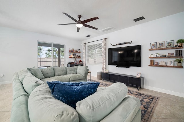 11550 Lake Lucaya Dr, Riverview, FL 33579 - living area featuring ceiling fan, baseboards, and tile patterned floors