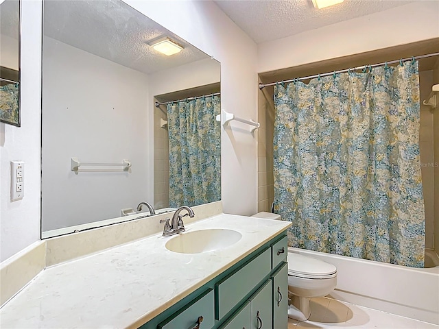 3328 S Whitechappel Pt, Inverness, FL 34452 - bathroom with a textured ceiling, toilet, shower / tub combo, and vanity