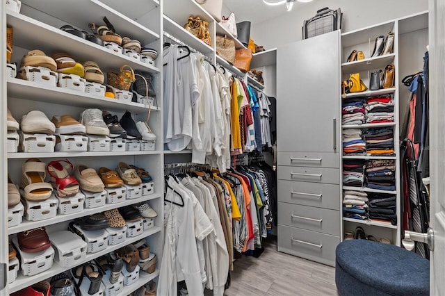 spacious closet with light wood-style floors