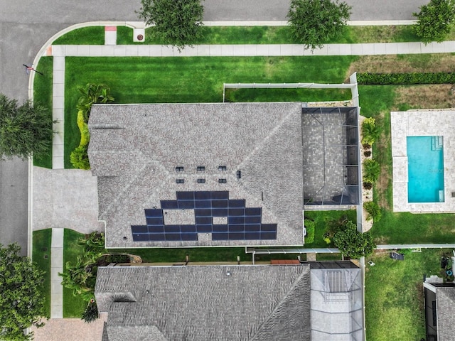 aerial view of a pool