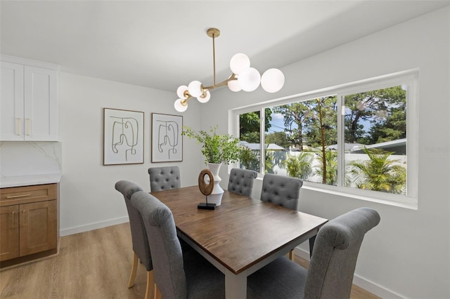 3801 Dr Martin Luther King Jr St N, Saint Petersburg, FL 33703 - dining room with light wood-style flooring, a chandelier, and baseboards