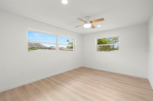 3801 Dr Martin Luther King Jr St N, Saint Petersburg, FL 33703 - empty room with recessed lighting, baseboards, a ceiling fan, and light wood finished floors