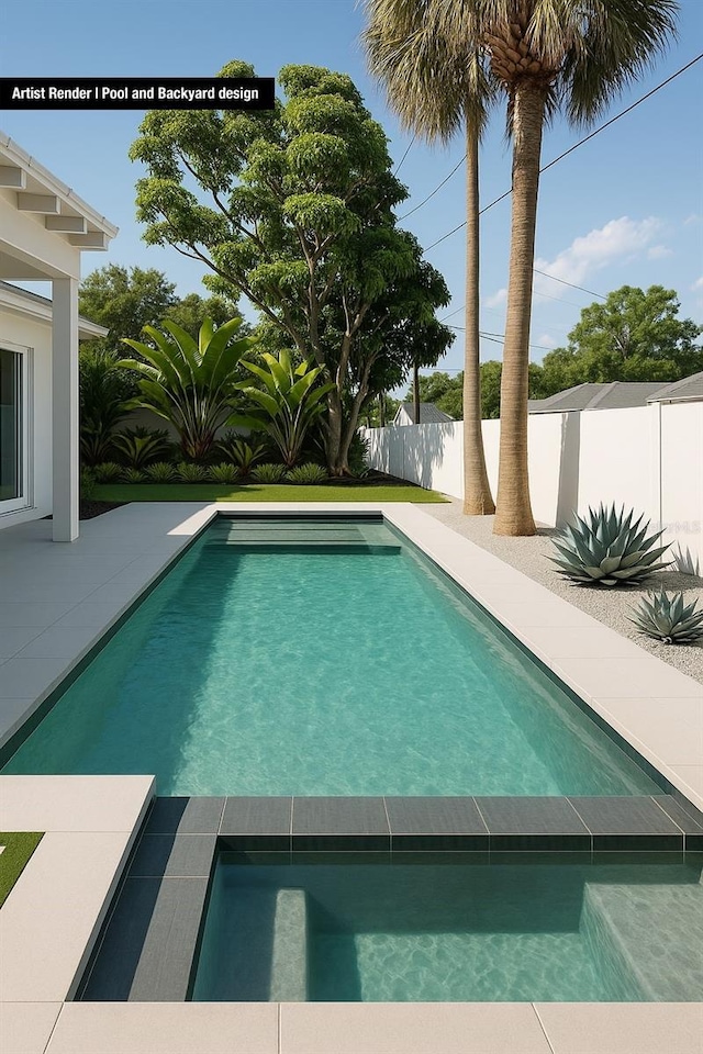 3801 Dr Martin Luther King Jr St N, Saint Petersburg, FL 33703 - view of pool featuring a fenced backyard, a pool with connected hot tub, and a patio