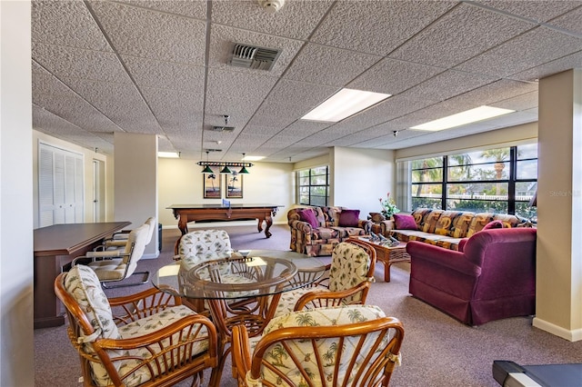 2530 Gary Cir Unit 301, Dunedin, FL 34698 - dining room featuring billiards table, carpet floors, and baseboards