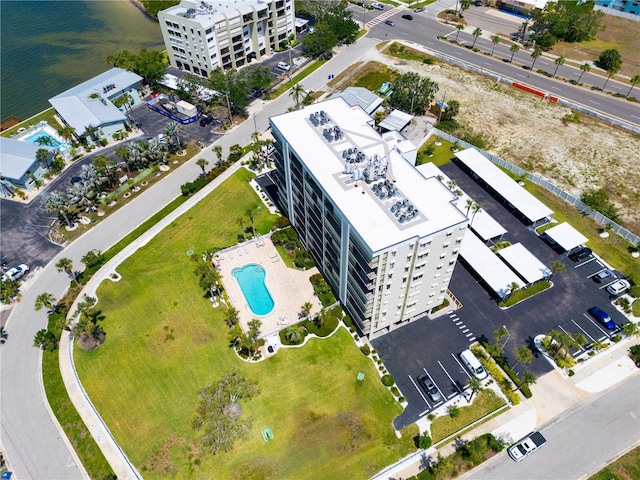 2530 Gary Cir Unit 301, Dunedin, FL 34698 - aerial view of a pool area and a nearby body of water