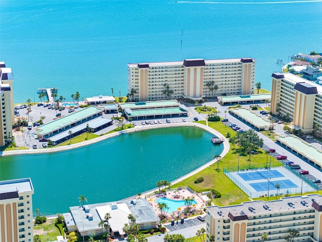 4700 Cove Cir Unit 301, Saint Petersburg, FL 33708 - bird's eye view of a nearby body of water and a pool area