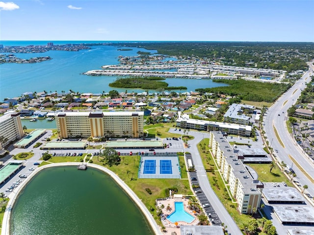 4700 Cove Cir Unit 301, Saint Petersburg, FL 33708 - bird's eye view of a nearby body of water and a pool