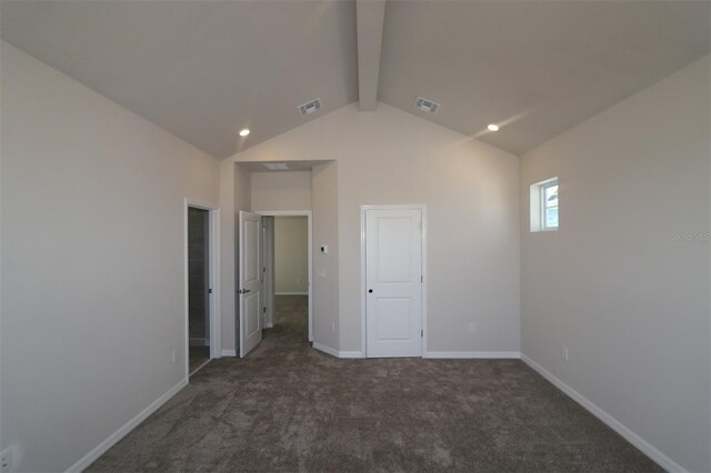 unfurnished bedroom with carpet flooring, baseboards, and recessed lighting