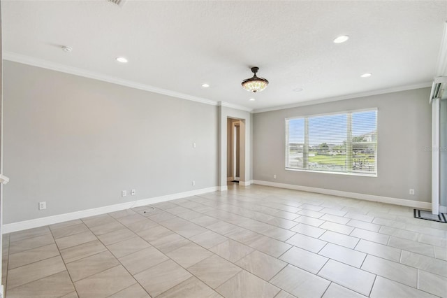 4950 Chase Ct, Saint Cloud, FL 34772 - empty room featuring ornamental molding, recessed lighting, baseboards, and a smoke detector