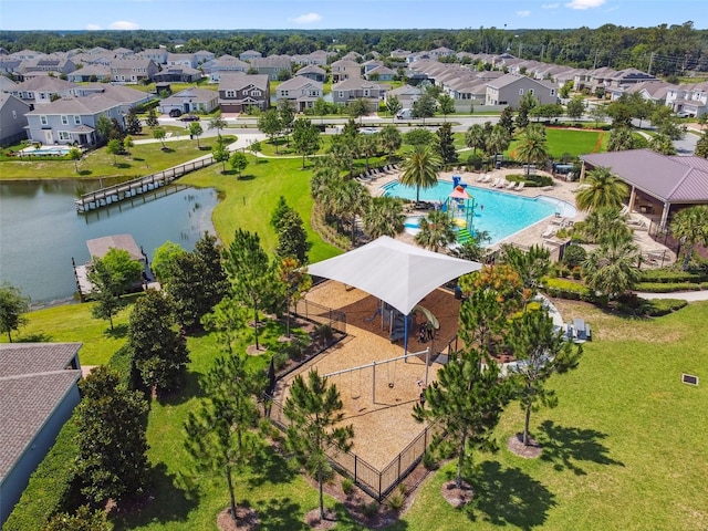 4950 Chase Ct, Saint Cloud, FL 34772 - aerial perspective of suburban area with a nearby body of water and a pool area