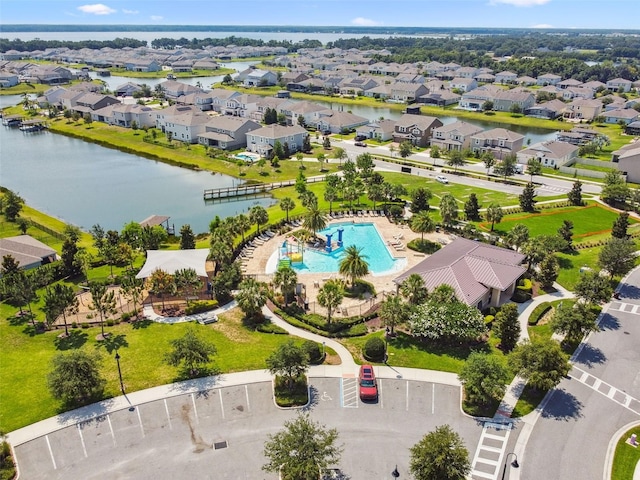 4950 Chase Ct, Saint Cloud, FL 34772 - aerial view of residential area featuring a large body of water and a pool area