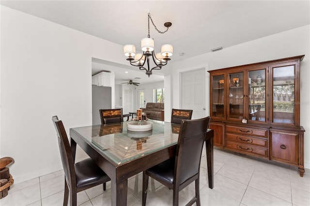 3420 Santa Clara Dr, Punta Gorda, FL 33983 - dining space with a chandelier, baseboards, and ceiling fan