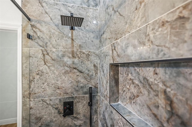 bathroom view of a tile shower