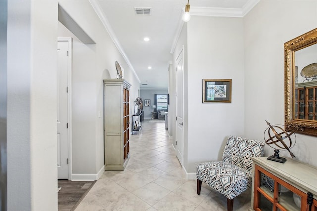 31510 Cabana Rye Ave, San Antonio, FL 33576 - hallway with crown molding, recessed lighting, and light tile patterned flooring