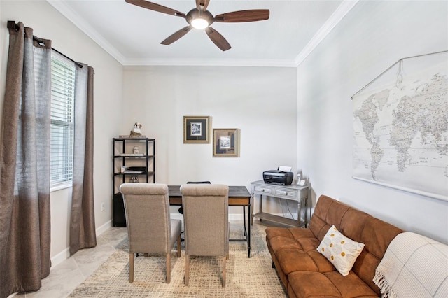 31510 Cabana Rye Ave, San Antonio, FL 33576 - office space with ceiling fan and ornamental molding
