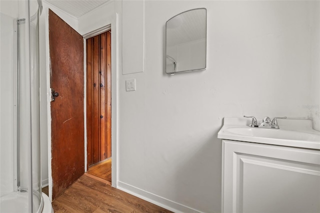 916 E Broad St, Tampa, FL 33604 - bathroom featuring wood finished floors and vanity