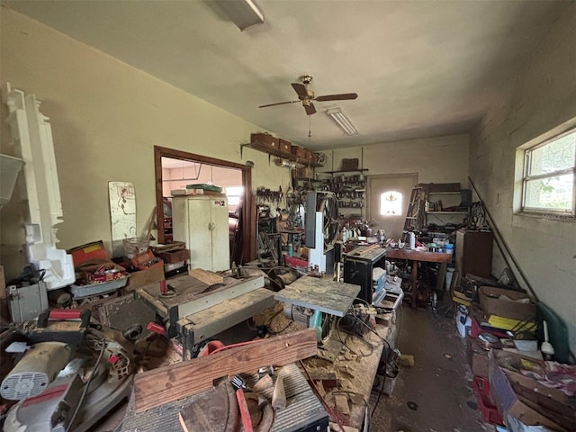 2995 N Bravo Dr, Beverly Hills, FL 34465 - miscellaneous room with ceiling fan and a workshop area