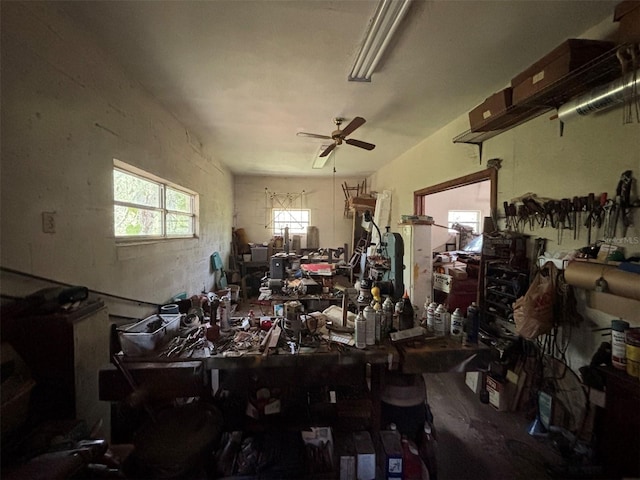 2995 N Bravo Dr, Beverly Hills, FL 34465 - misc room with a workshop area and ceiling fan