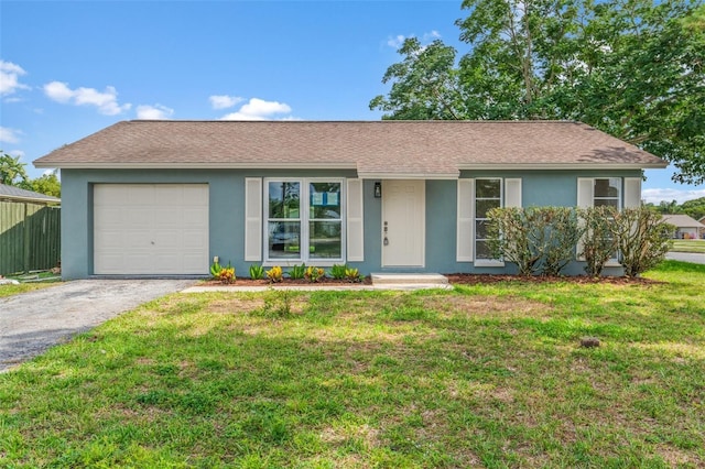 7400 Belvedere Ter, New Port Richey, FL 34655 - single story home featuring an attached garage, stucco siding, asphalt driveway, a front lawn, and a shingled roof