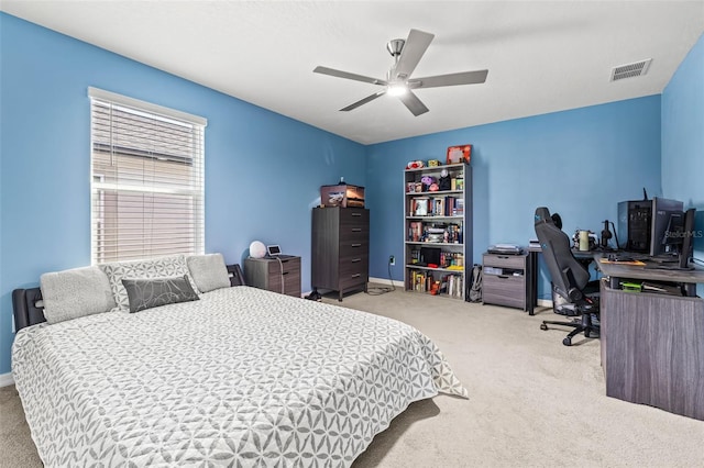 3071 Marine Grass Dr, Wimauma, FL 33598 - carpeted bedroom featuring an office area, baseboards, and a ceiling fan