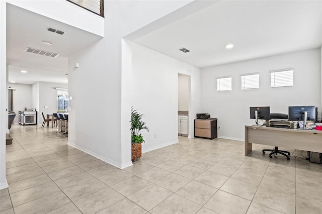 3071 Marine Grass Dr, Wimauma, FL 33598 - office area with light tile patterned flooring, baseboards, and recessed lighting