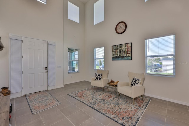 11924 Brighton Knoll Loop, Riverview, FL 33579 - entryway featuring a towering ceiling, tile patterned floors, and baseboards