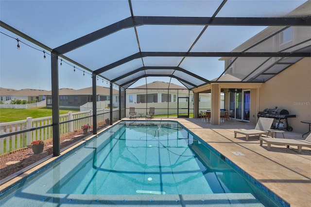 11924 Brighton Knoll Loop, Riverview, FL 33579 - view of pool with a patio area, fence, a lanai, and a residential view