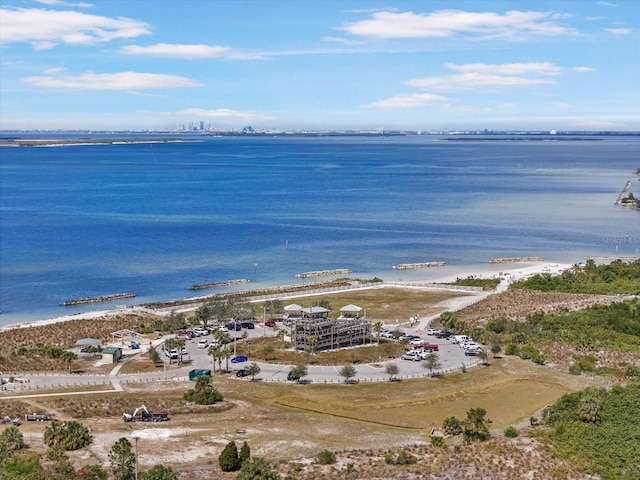 aerial view of a nearby body of water