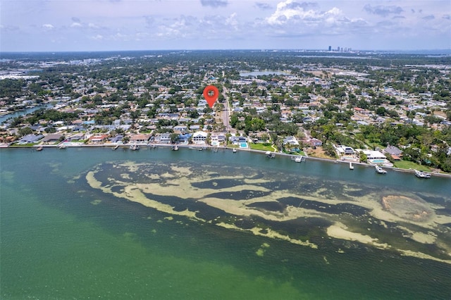 6801 Pinellas Point Dr S, Saint Petersburg, FL 33712 - aerial view of property and surrounding area featuring a large body of water and nearby suburban area