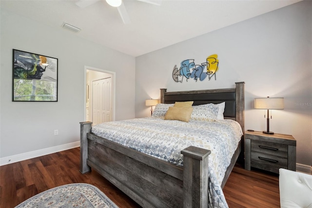 12817 Cobalt Ter, Bradenton, FL 34211 - bedroom with baseboards, wood finished floors, ceiling fan, and a closet