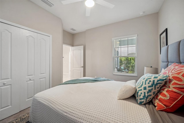 12817 Cobalt Ter, Bradenton, FL 34211 - bedroom with a closet, a ceiling fan, and carpet