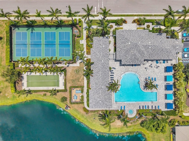 12817 Cobalt Ter, Bradenton, FL 34211 - drone / aerial view of a pool area and a large body of water