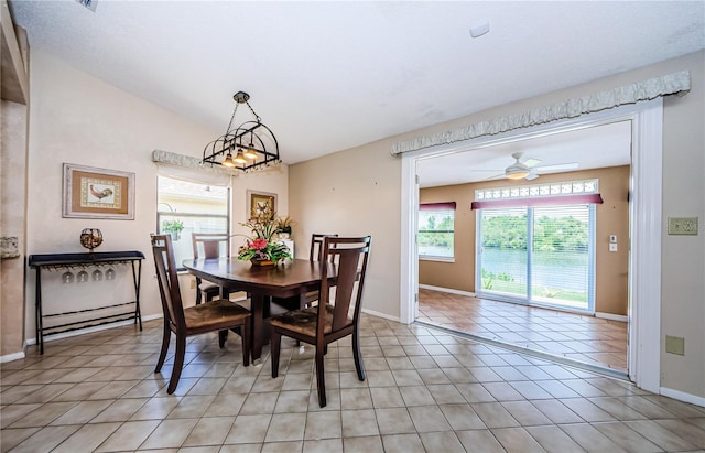 699 Merlins Ct, Tarpon Springs, FL 34689 - dining room with baseboards, light tile patterned flooring, and ceiling fan