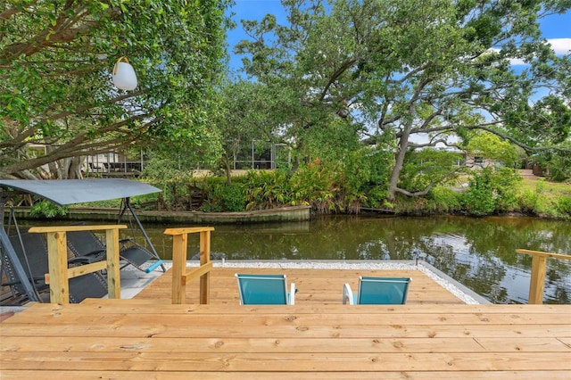 dock area with a water view
