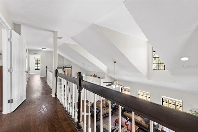 11207 Donneymoor Dr, Riverview, FL 33569 - hall with wood finished floors, recessed lighting, and an upstairs landing