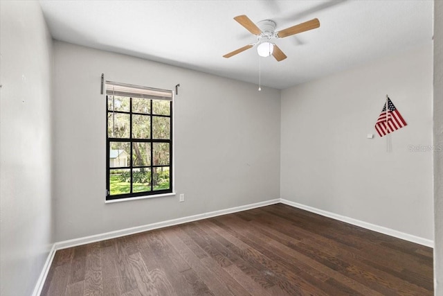 11207 Donneymoor Dr, Riverview, FL 33569 - unfurnished room with dark wood finished floors, baseboards, and a ceiling fan