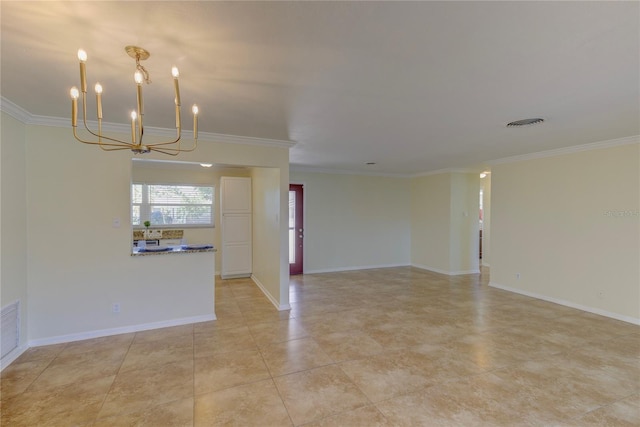 1400 63rd Ave S, Saint Petersburg, FL 33705 - empty room with a chandelier, crown molding, and baseboards