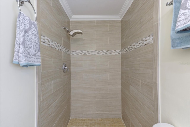 1400 63rd Ave S, Saint Petersburg, FL 33705 - full bath featuring ornamental molding and a tile shower