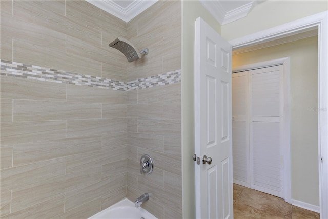 1400 63rd Ave S, Saint Petersburg, FL 33705 - bathroom with ornamental molding and bathtub / shower combination