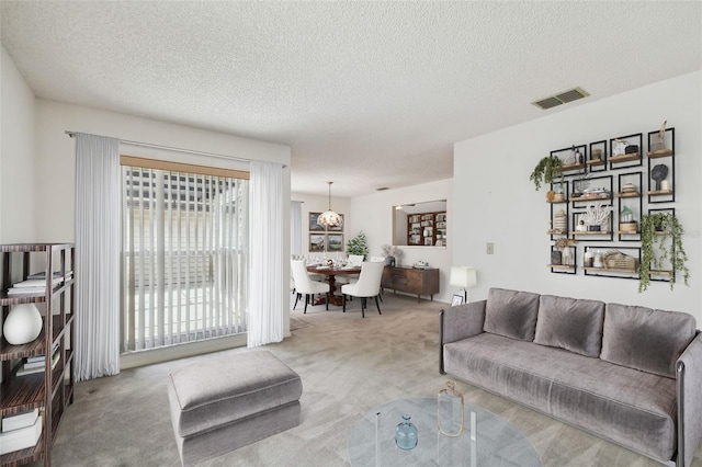 7035 Drury St, Tampa, FL 33635 - carpeted living room featuring a textured ceiling