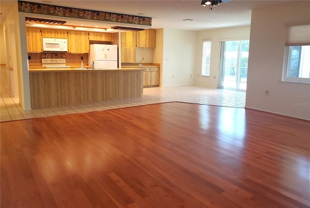 50 Water Oak Way, Oldsmar, FL 34677 - unfurnished living room with light wood finished floors, baseboards, and a sink