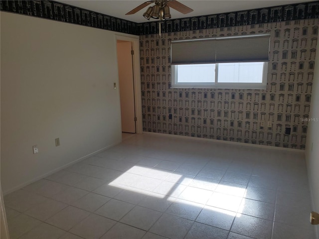 50 Water Oak Way, Oldsmar, FL 34677 - unfurnished room featuring a ceiling fan, tile patterned floors, and baseboards