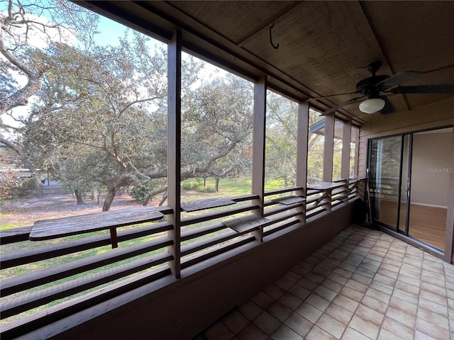 2406 Cypress Pond Rd Unit 2406, Palm Harbor, FL 34683 - unfurnished sunroom featuring a ceiling fan