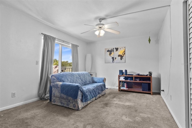 1799 N Highland Ave Unit 180, Clearwater, FL 33755 - living area featuring a ceiling fan, carpet floors, and baseboards