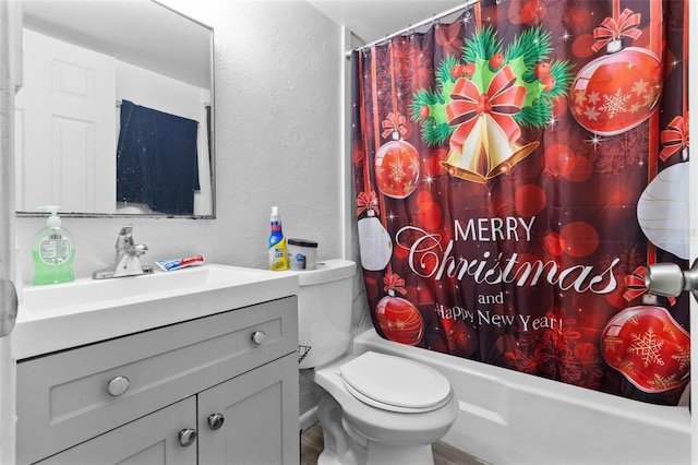 1799 N Highland Ave Unit 180, Clearwater, FL 33755 - bathroom with a textured wall, vanity, toilet, and shower / tub combo